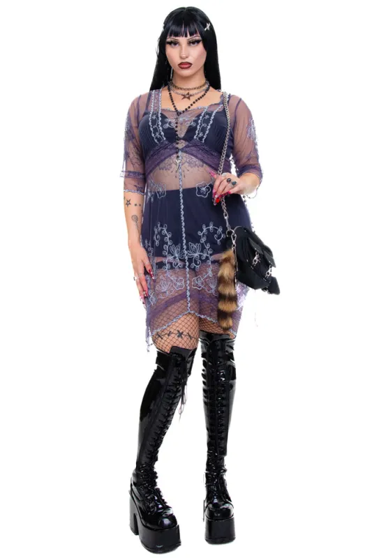 Vintage Y2K Dusk Mesh and Lace Dress - M/L sold by Tunnel Vision
