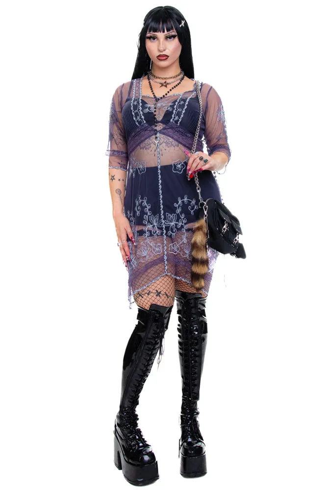 Vintage Y2K Dusk Mesh and Lace Dress - M/L sold by Tunnel Vision