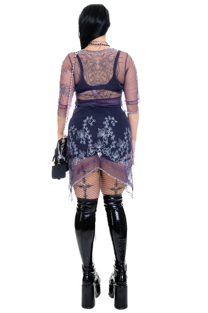 Vintage Y2K Dusk Mesh and Lace Dress - M/L sold by Tunnel Vision product image thumbnail 5