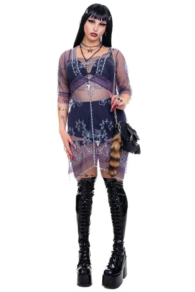 Vintage Y2K Dusk Mesh and Lace Dress - M/L sold by Tunnel Vision product image thumbnail 2