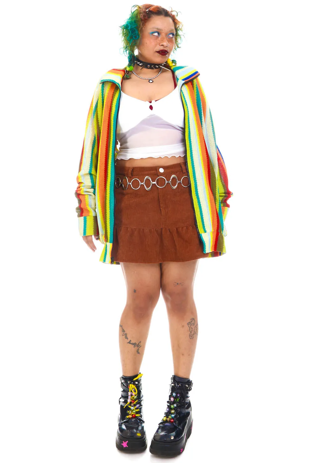 Vintage 90's Rainbow Stripe Zip Up - OSFM sold by Tunnel Vision product image thumbnail 2