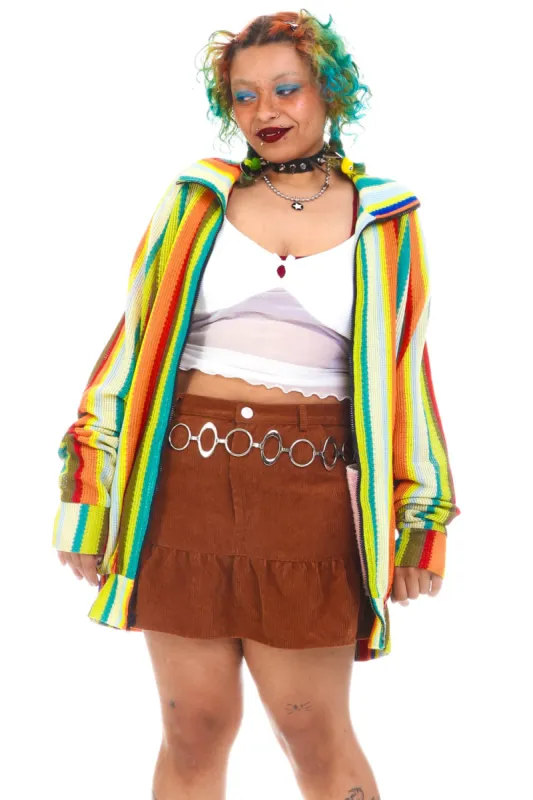 Vintage 90's Rainbow Stripe Zip Up - OSFM sold by Tunnel Vision