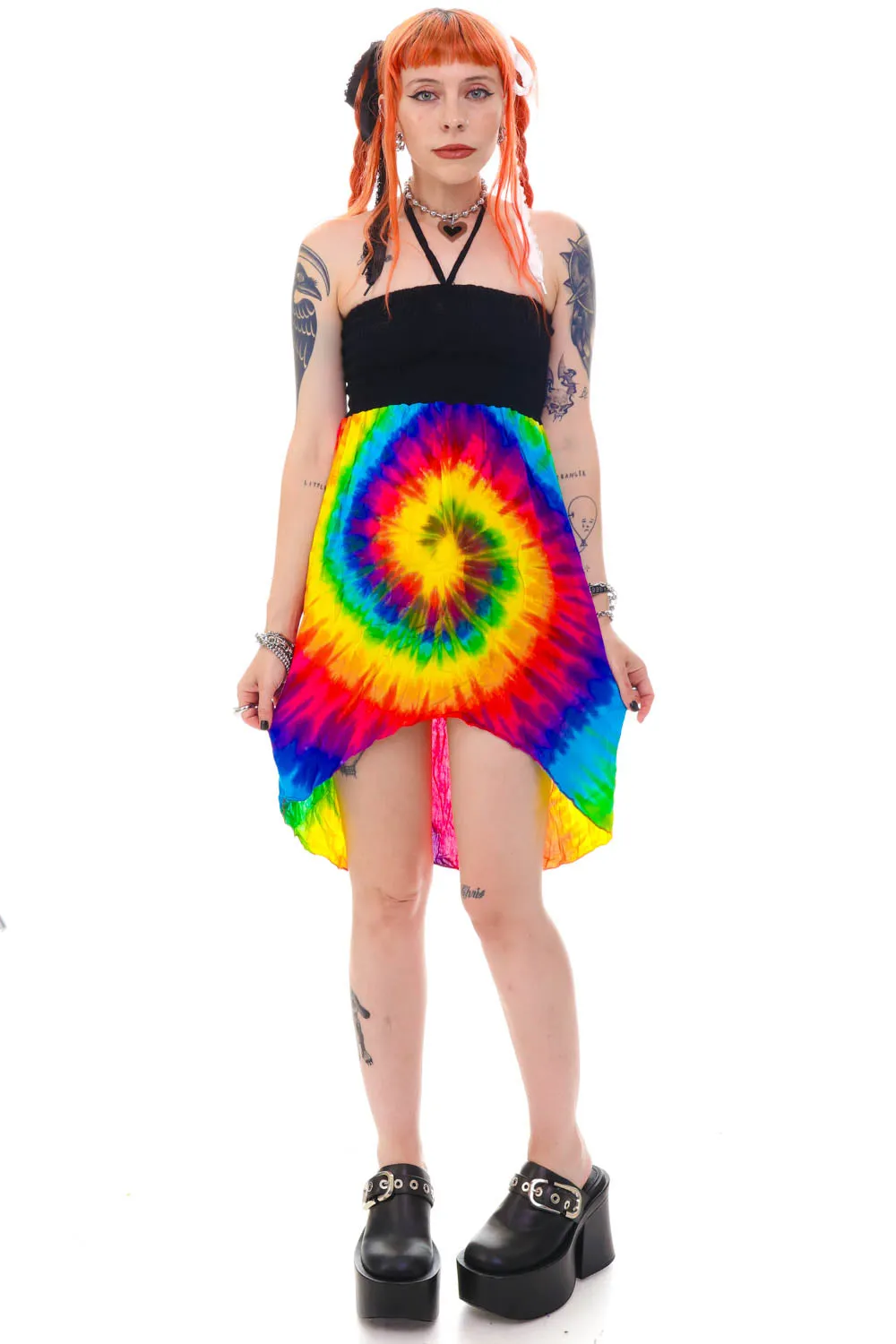 Vintage Y2K Rainbow Tie-Dye Fairy Dress - XS/S sold by Tunnel Vision product image thumbnail 2