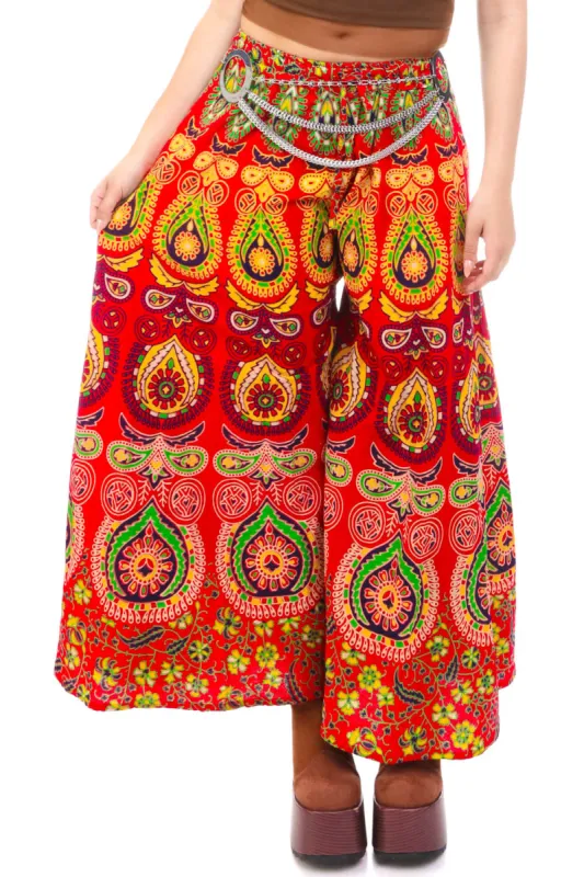 Vintage Y2K Vibrant Mix Print Red Wide Leg Pants - S/M/L sold by Tunnel Vision