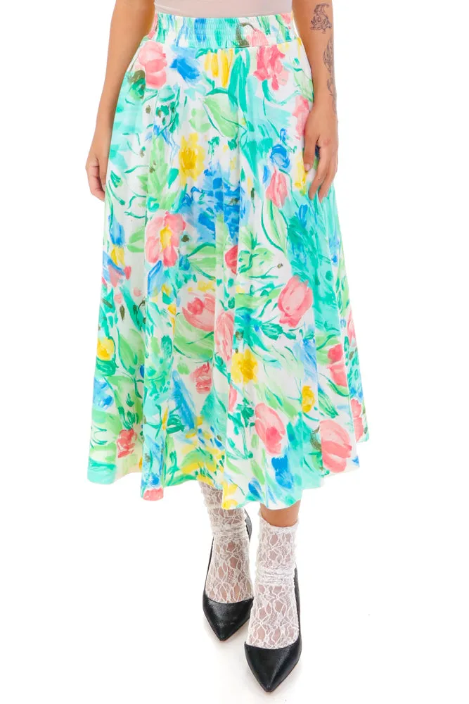 Vintage 80's Pretty Pastel Flower Maxi Skirt - S/M sold by Tunnel Vision product image thumbnail 2