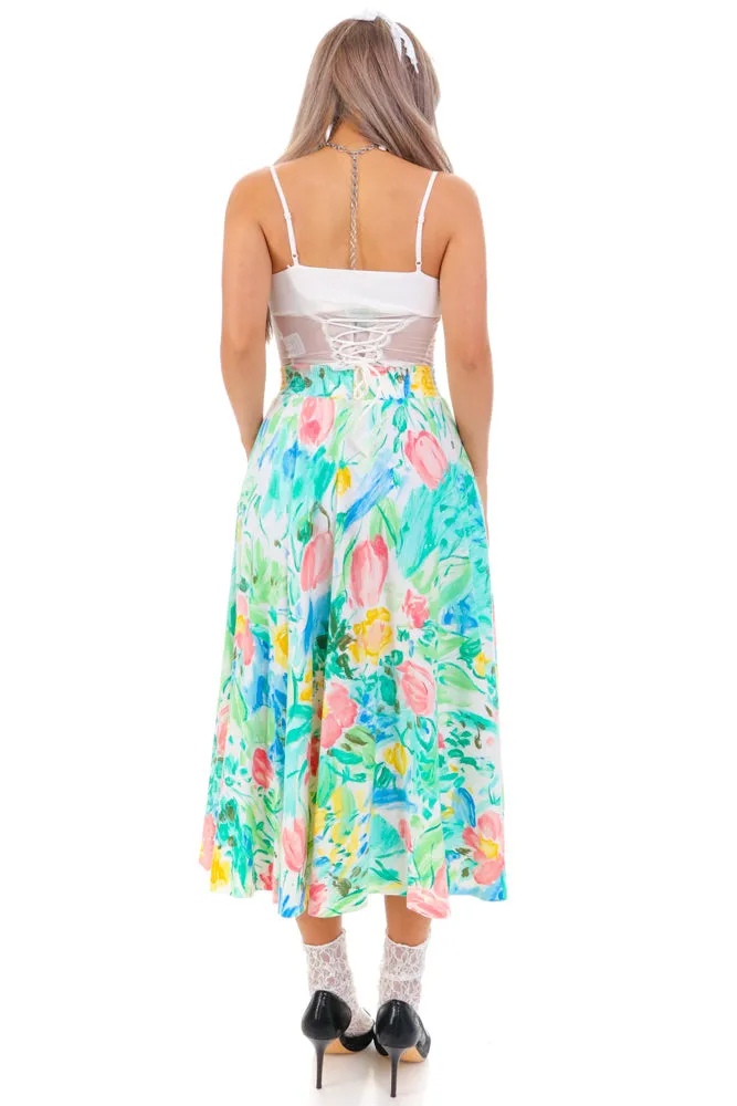 Vintage 80's Pretty Pastel Flower Maxi Skirt - S/M sold by Tunnel Vision product image thumbnail 5