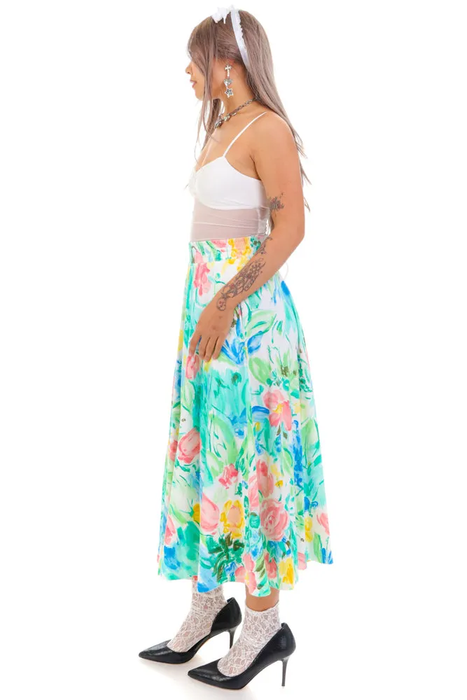 Vintage 80's Pretty Pastel Flower Maxi Skirt - S/M sold by Tunnel Vision product image thumbnail 4