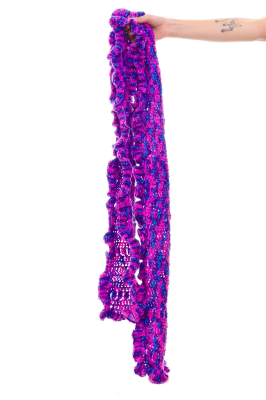 Vintage Y2K Cotton Candy Ruffle Knit Scarf sold by Tunnel Vision