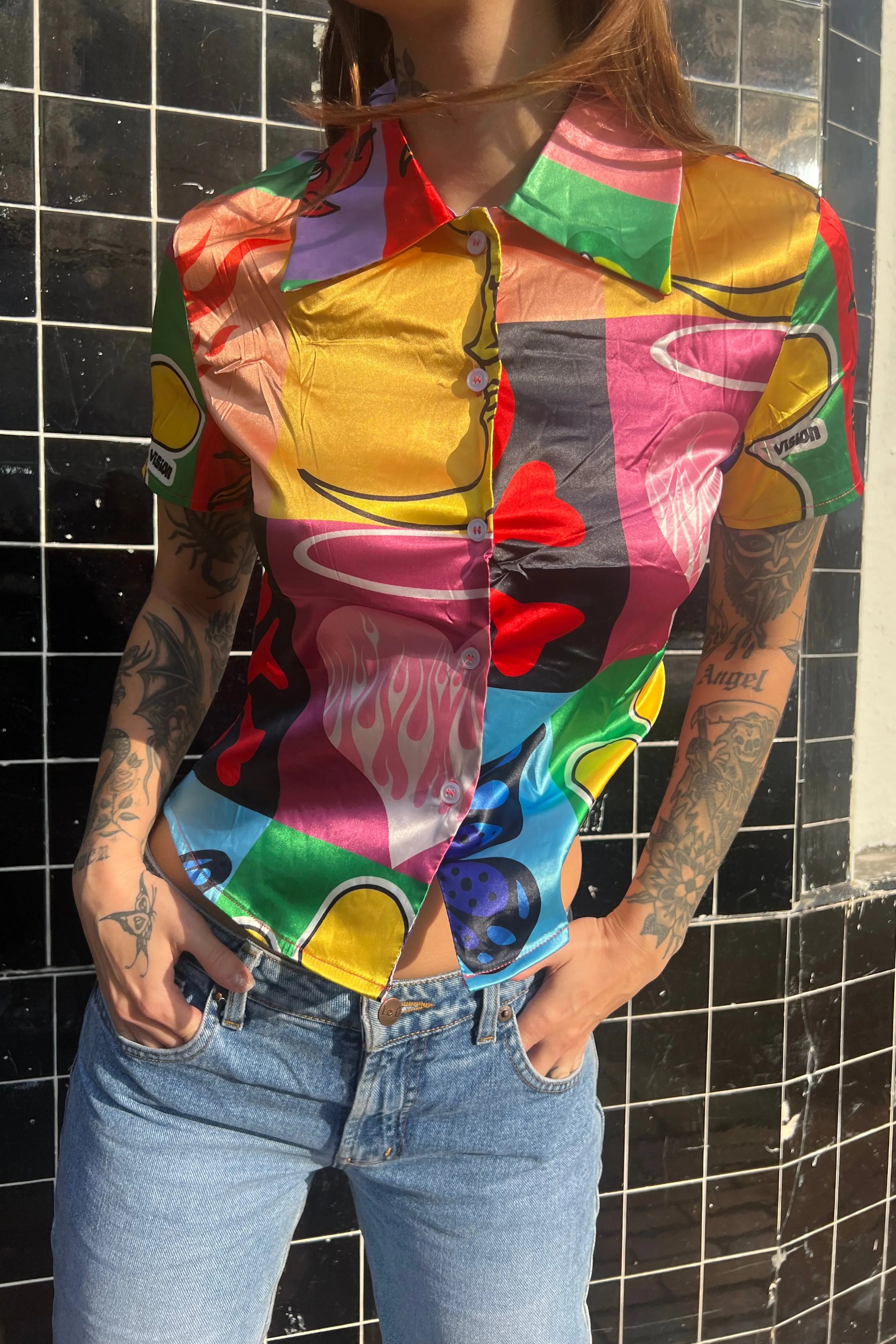 Twiggy Scrappy Retro Button Up Shirt sold by Tunnel Vision product image thumbnail 3