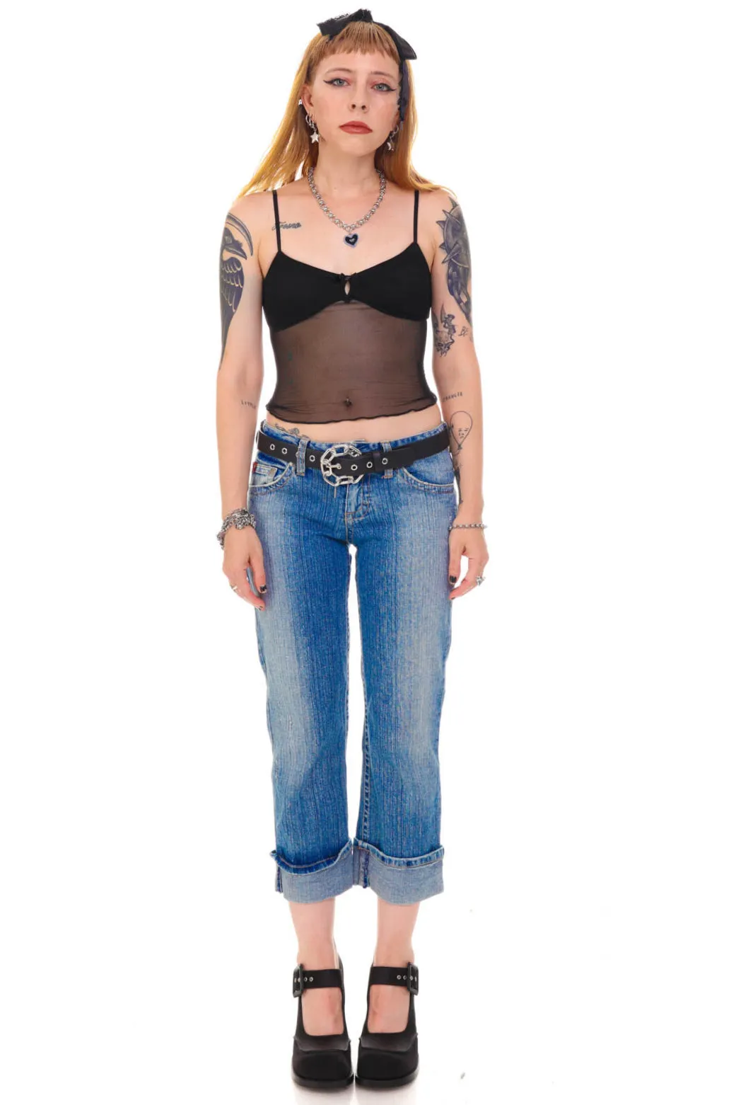 Vintage Y2K Mudd Rhinestone Heart Denim Jeans - S sold by Tunnel Vision product image thumbnail 3