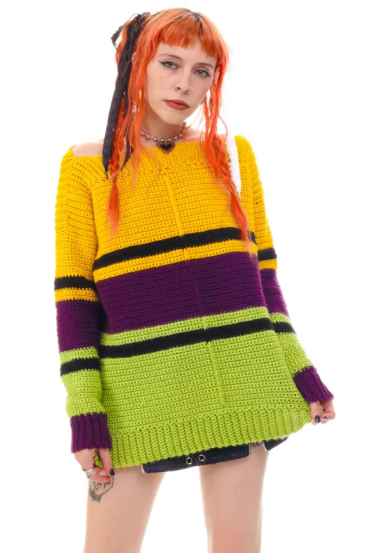 Vintage Y2K Striped Chunky Knit Sweater - S/M sold by Tunnel Vision