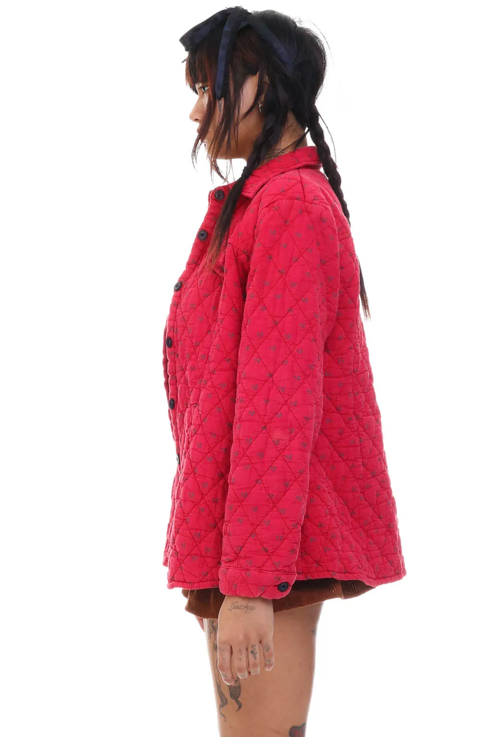 Vintage Y2K Red Quilted Clover Button Up Jacket - S sold by Tunnel Vision product image thumbnail 4