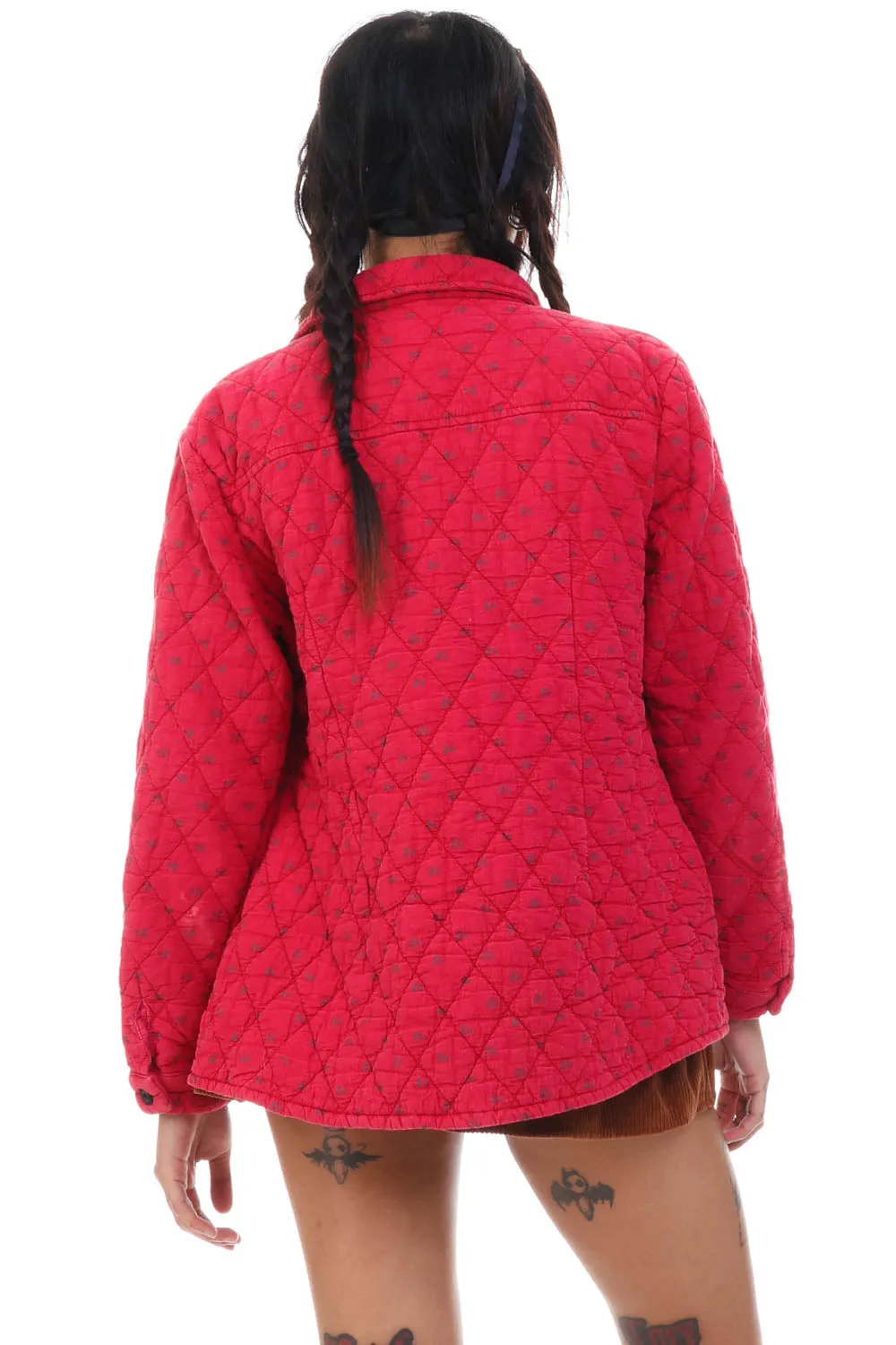 Vintage Y2K Red Quilted Clover Button Up Jacket - S sold by Tunnel Vision product image thumbnail 5