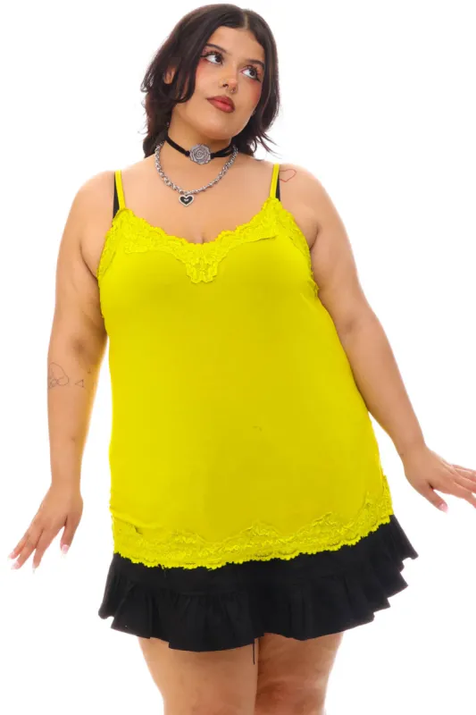 Vintage 90's Green Lace Trim Tank Top - 2X/3X/4X sold by Tunnel Vision