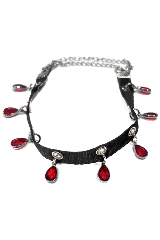 Blood Drop Grommet Tape Choker made by Tunnel Vision