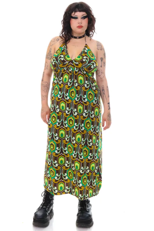 Vintage Y2K Earthly Delight Halter Dress - XL/2X sold by Tunnel Vision