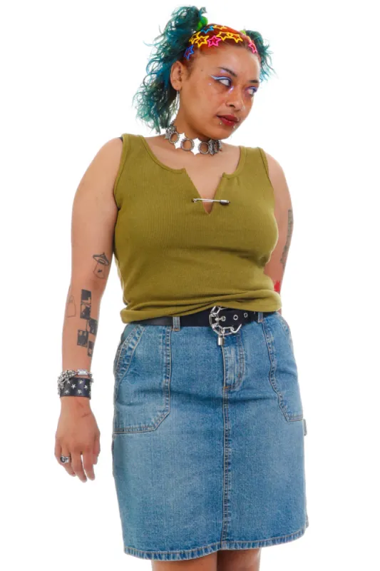 Vintage Y2K Denim Cargo Skirt - L sold by Tunnel Vision