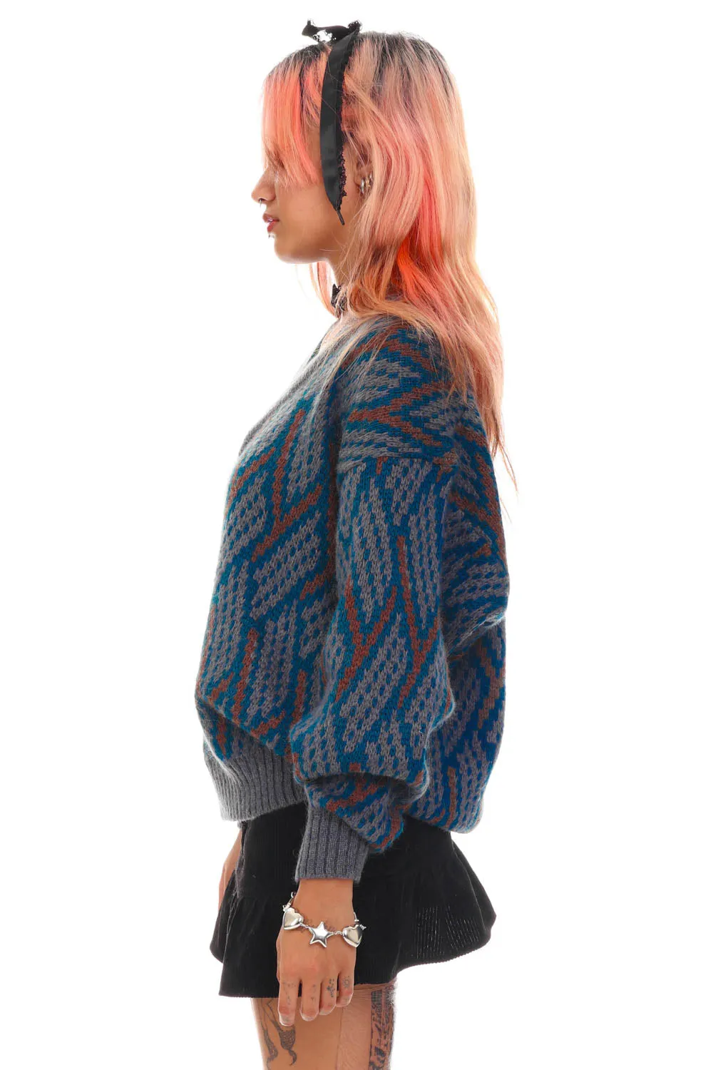 Vintage 90's Wool Blend Slouchy V-Neck Sweater - OSFM sold by Tunnel Vision product image thumbnail 5