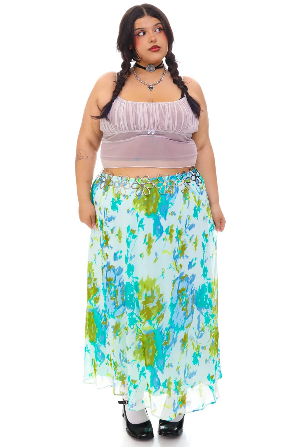 Vintage Y2K Moody Blue Floral Skirt - 2X/3X sold by Tunnel Vision product image thumbnail 2