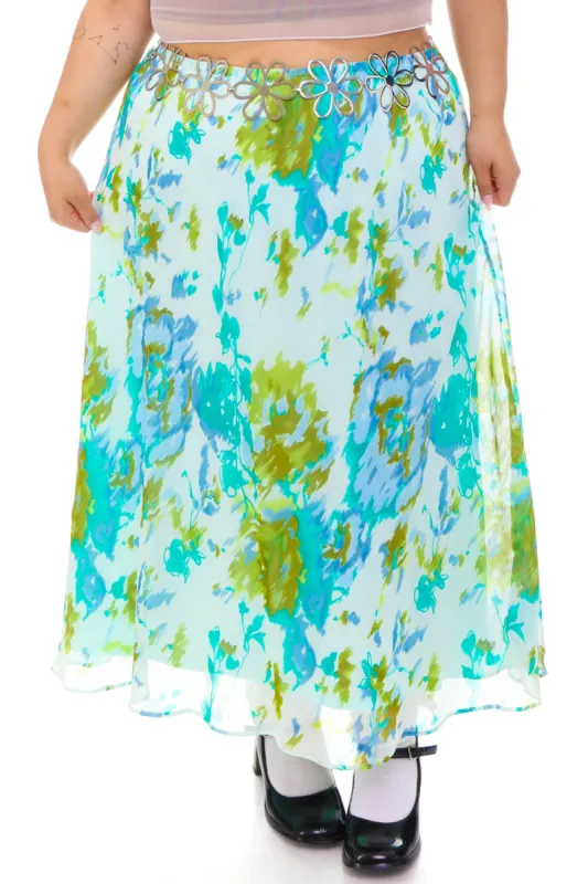 Vintage Y2K Moody Blue Floral Skirt - 2X/3X sold by Tunnel Vision