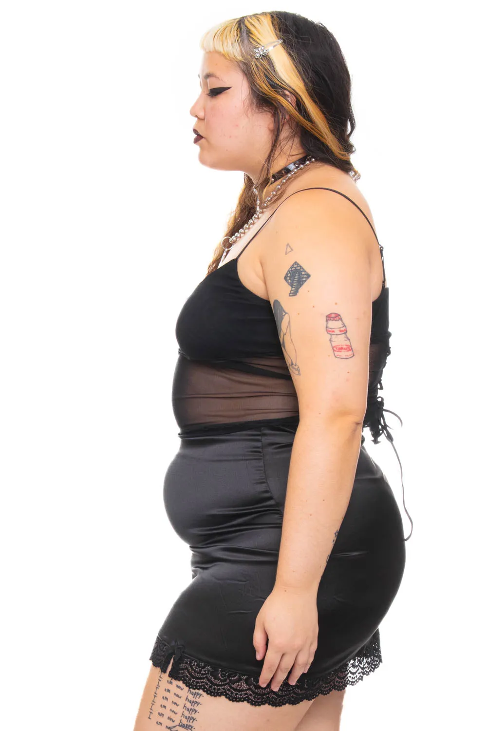 TUNNEL VISION SECONDHAND (GRADE A) Kiki Black Lace-Trim Mini Skirt sold by Tunnel Vision product image thumbnail 4