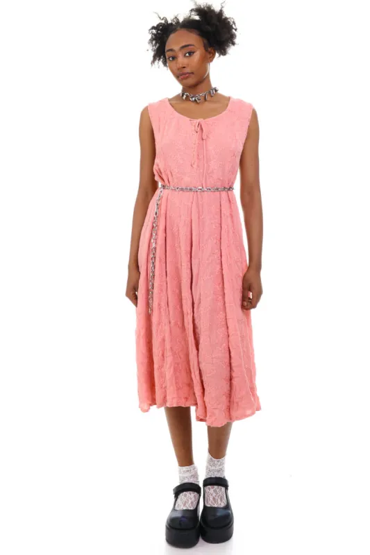 Vintage 90's Pretty In Pink Embroidered Flower Tank Dress - OSFM sold by Tunnel Vision