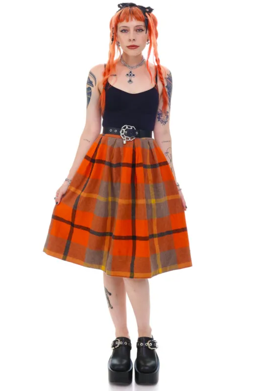 Vintage 70's Punk Orange Plaid Skirt - XS/S sold by Tunnel Vision