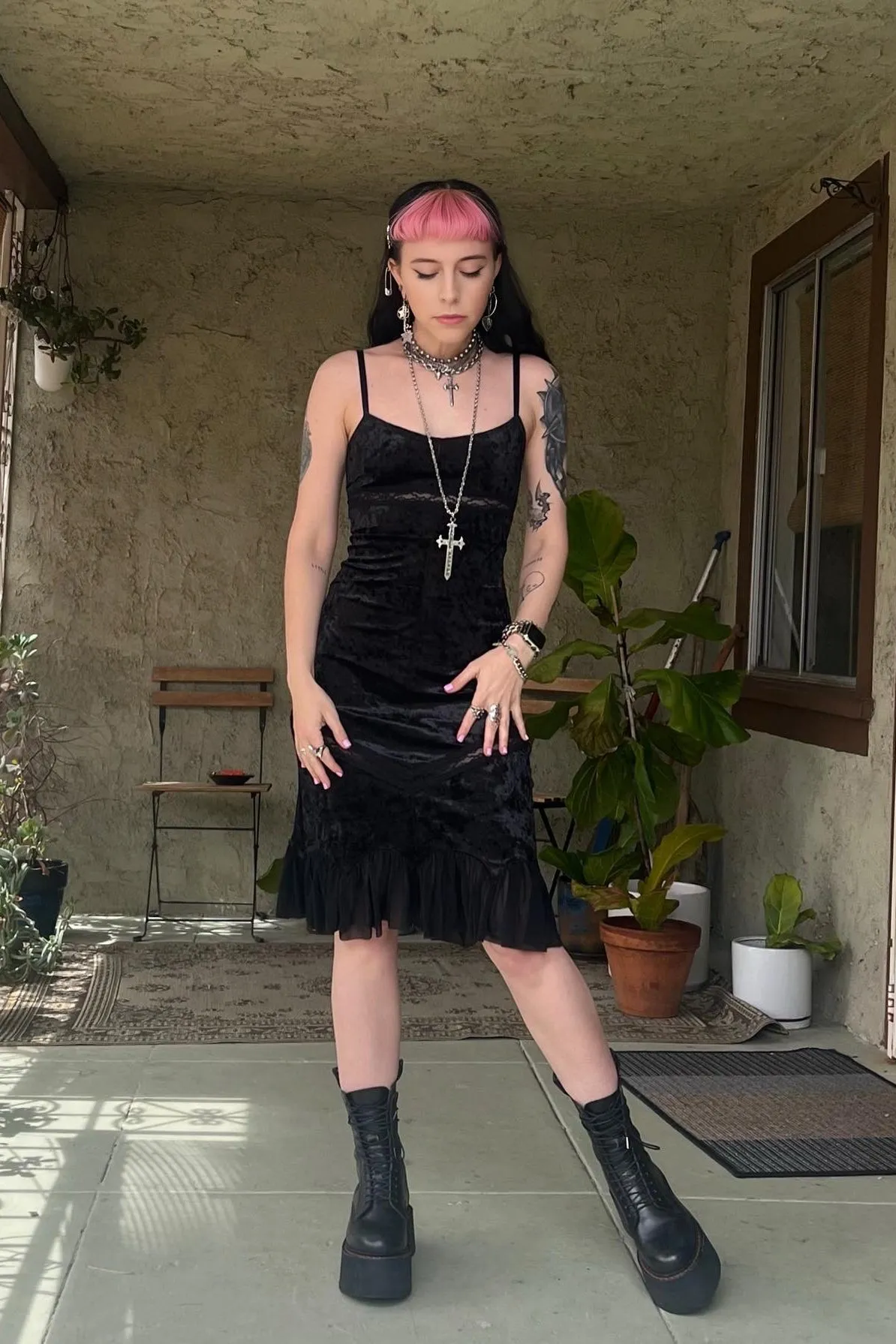 Luci Black Velvet Midi Dress sold by Tunnel Vision product image thumbnail 4