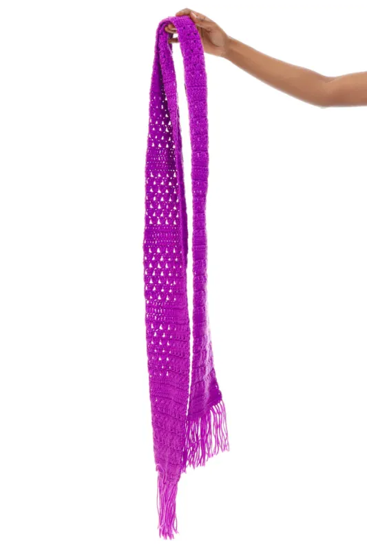 Vintage 90's Purple Knit Tassel Scarf sold by Tunnel Vision