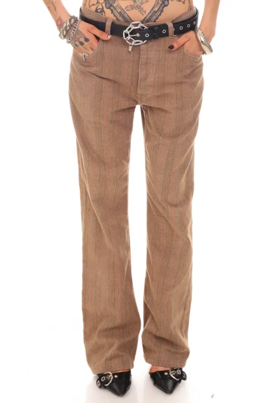 Vintage Y2K Brown Plaid Pants - M/L sold by Tunnel Vision