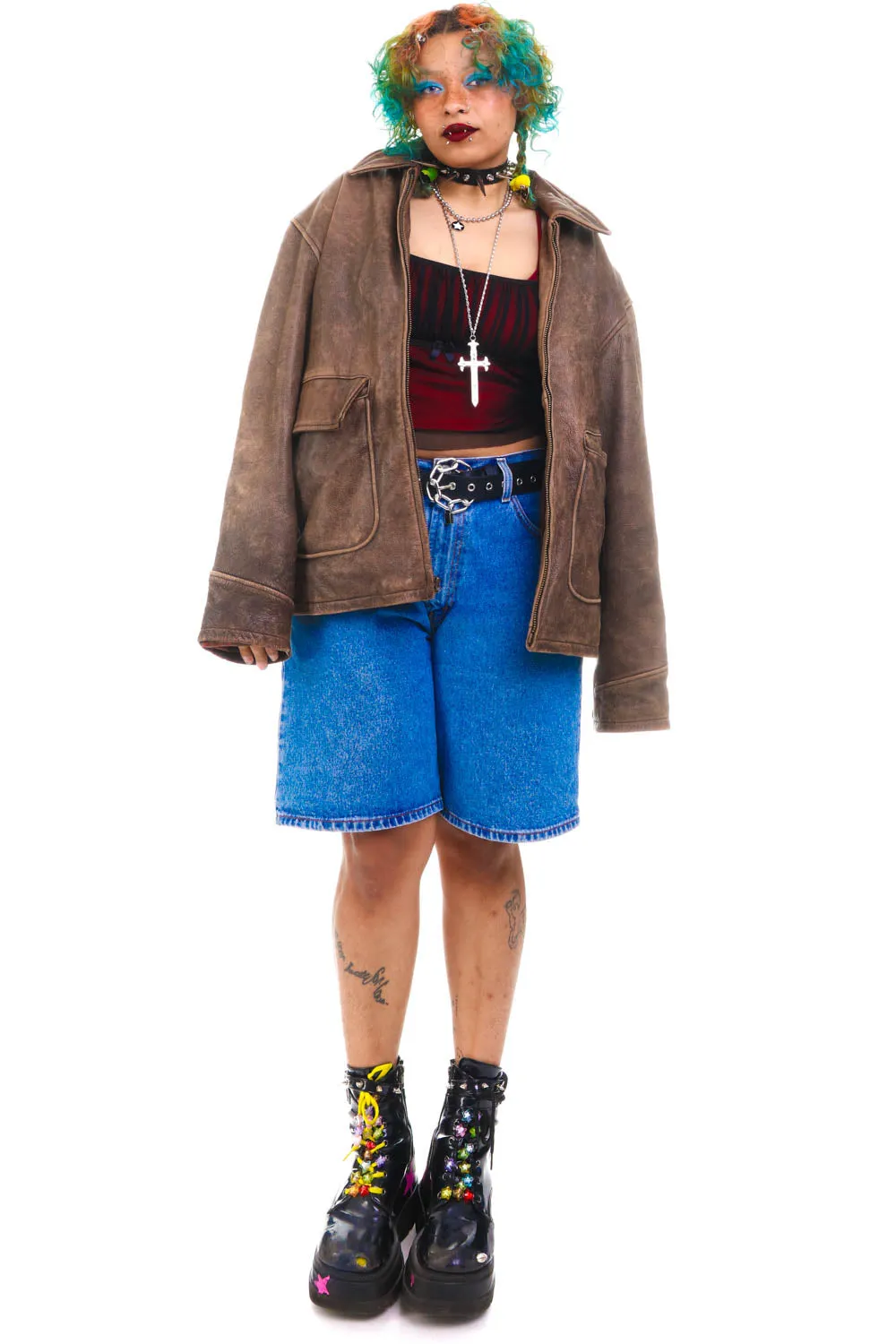 Vintage 80's Structure Brown Leather Heavy Duty Jacket - OSFM sold by Tunnel Vision product image thumbnail 2