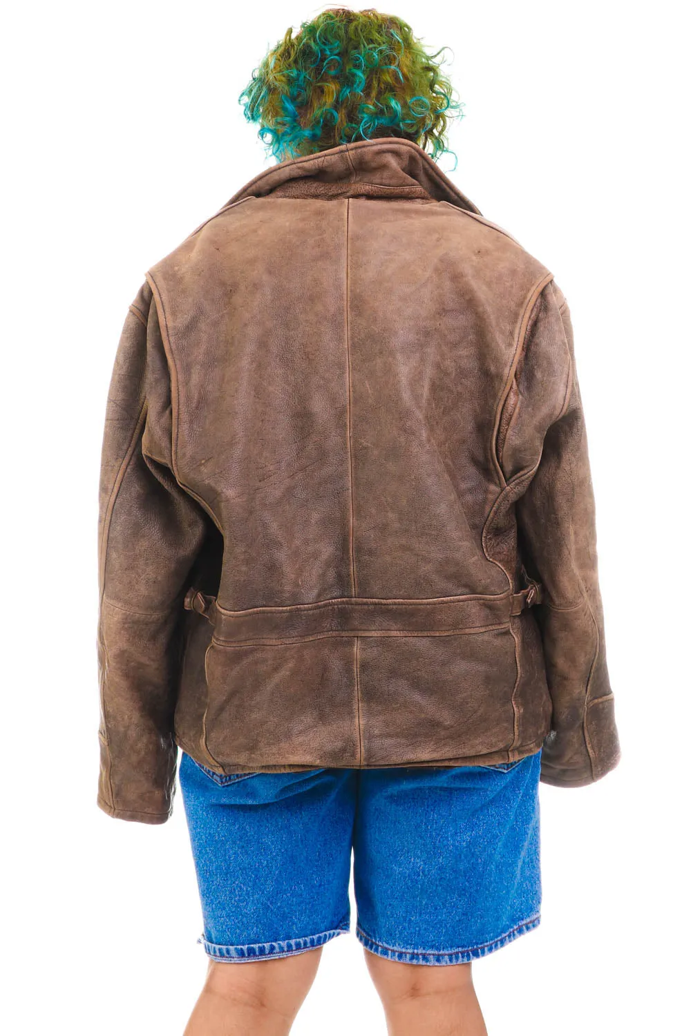 Vintage 80's Structure Brown Leather Heavy Duty Jacket - OSFM sold by Tunnel Vision product image thumbnail 5