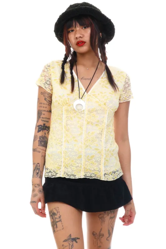 Vintage 90's Golden Rose Lace Top - S/M/L sold by Tunnel Vision