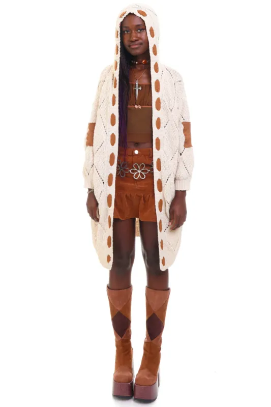 Vintage Y2K Beige Hooded Knit Cardigan - SOFM sold by Tunnel Vision