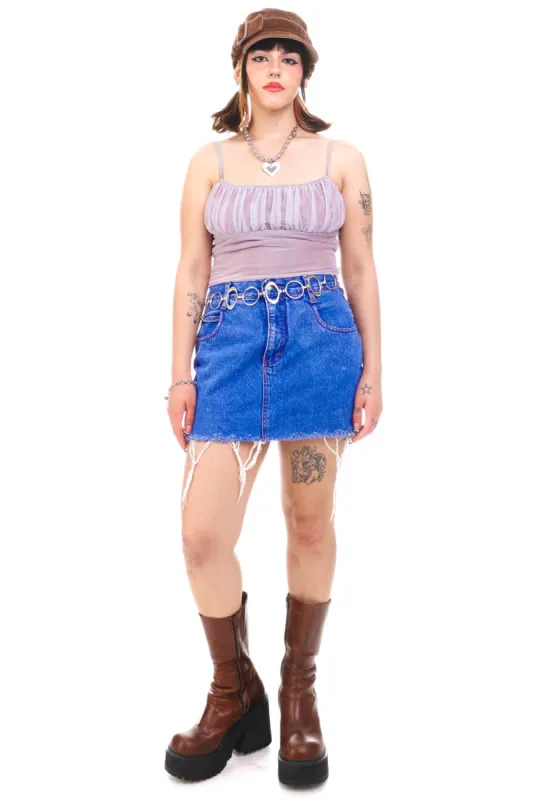 Vintage 80's Classic Denim Mini Skirt - M sold by Tunnel Vision