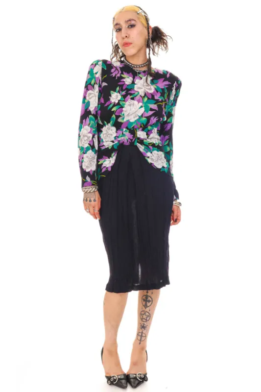 Vintage 80's Delicate Floral Long-Sleeve Dress - S/M sold by Tunnel Vision