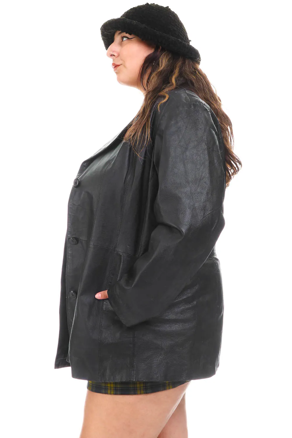 Vintage 90's Classic Black Leather Blazer Jacket - XL/2X sold by Tunnel Vision product image thumbnail 3
