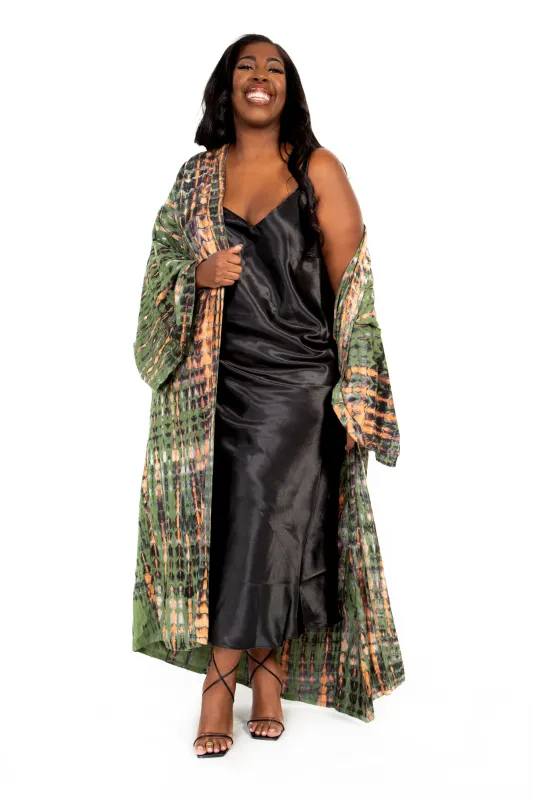 Plus Size Green Hand Tie Dye Kimono sold by Sante Grace
