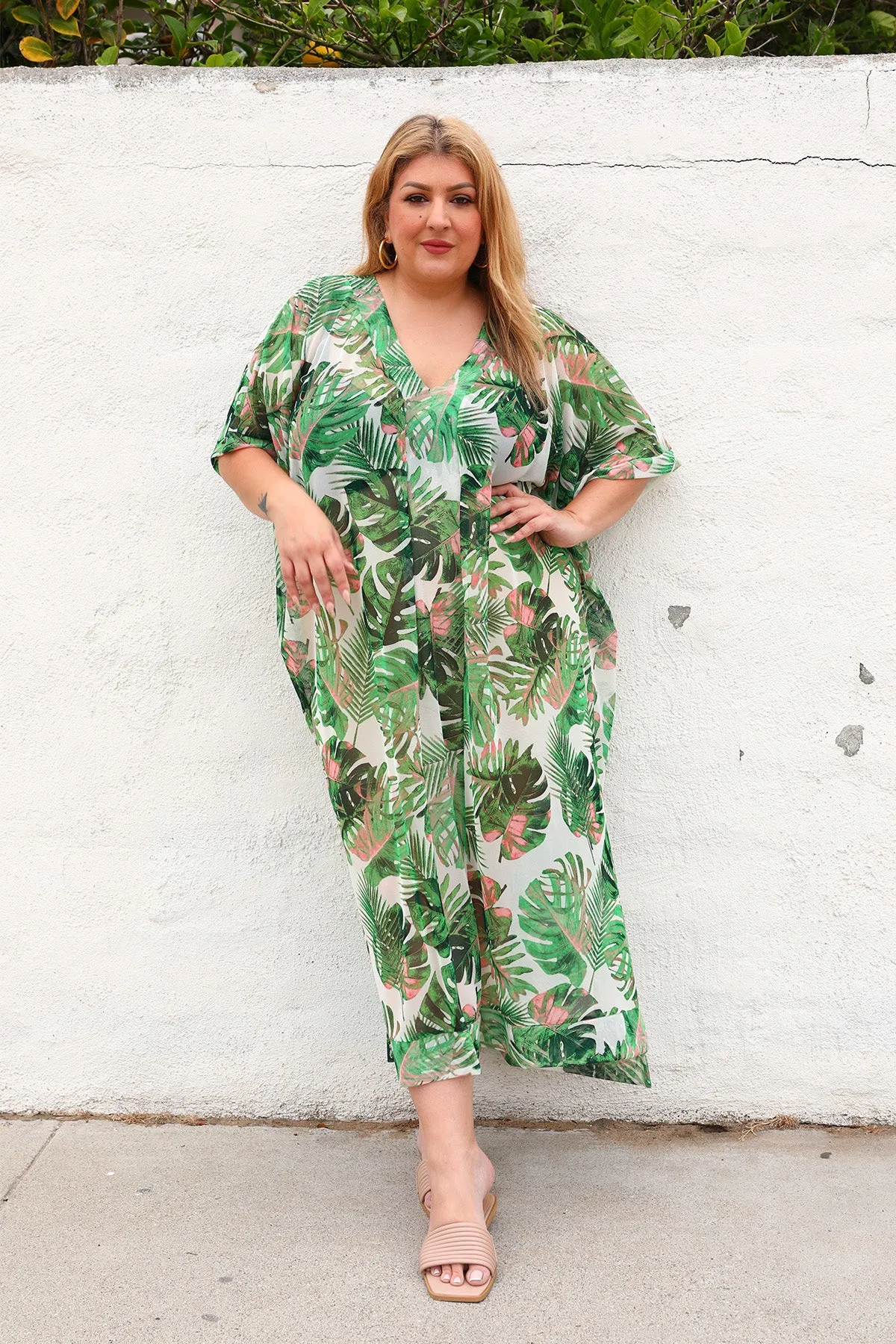 The Muse Caftan - Palm Mesh sold by Sante Grace product image thumbnail 3