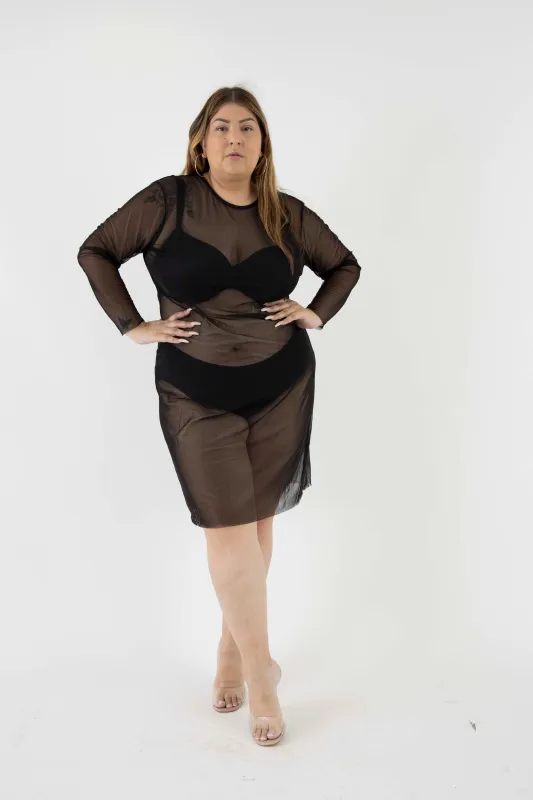 The Ghost Mesh Xray Dress with a Jewel Neckline - Assorted Colors sold by Sante Grace