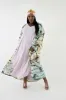 The Beach Scene Silk Twill Kimono in Multi Pastel with Kimono sleeves sold by Sante Grace