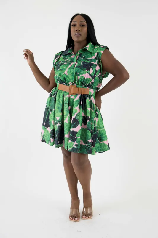 Palm print midi dress sold by Sante Grace