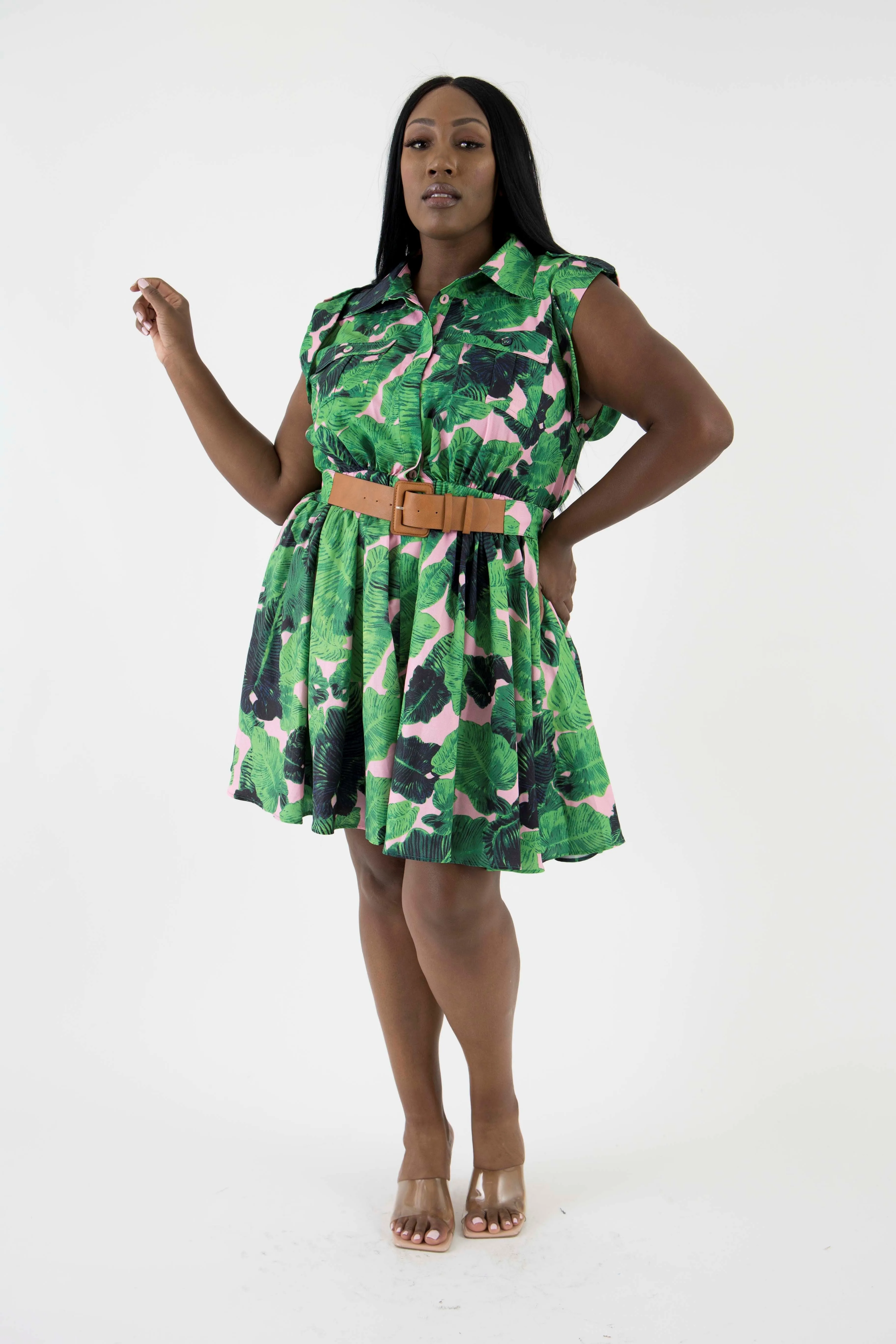 Palm print midi dress sold by Sante Grace