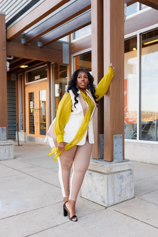 The Haute Carine Silk Chiffon High Low Top in Chartreuse made by Sante Grace