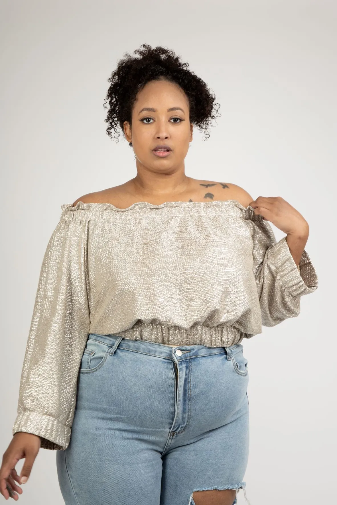 Poly Crop Top - Gold sold by Sante Grace product image thumbnail 2