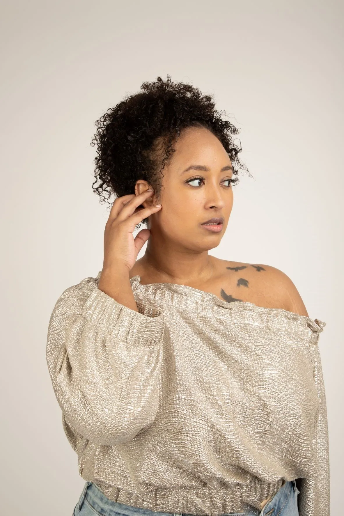 Poly Crop Top - Gold sold by Sante Grace