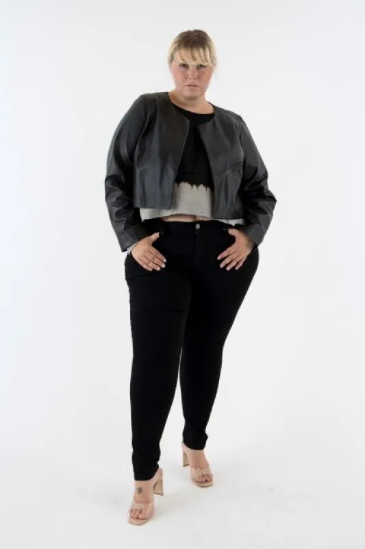 The Barre Leather Jacket in Black sold by Sante Grace
