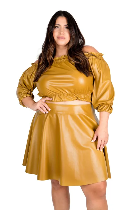The Sandy Faux Leather Crop Top in Butterscotch sold by Sante Grace