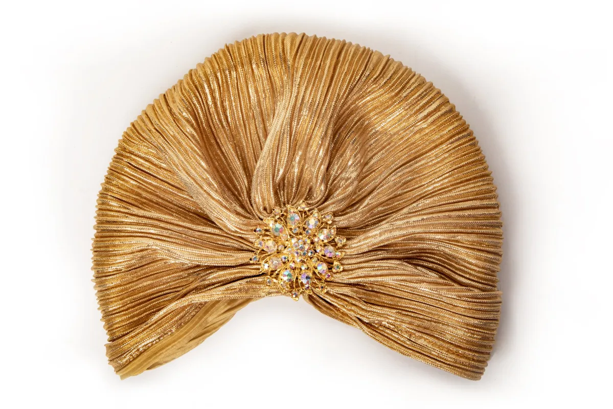 Jeweled Light Gold Turban sold by Sante Grace