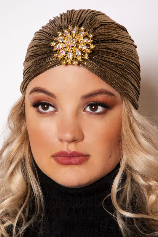 Jeweled Dark Gold Turban sold by Sante Grace
